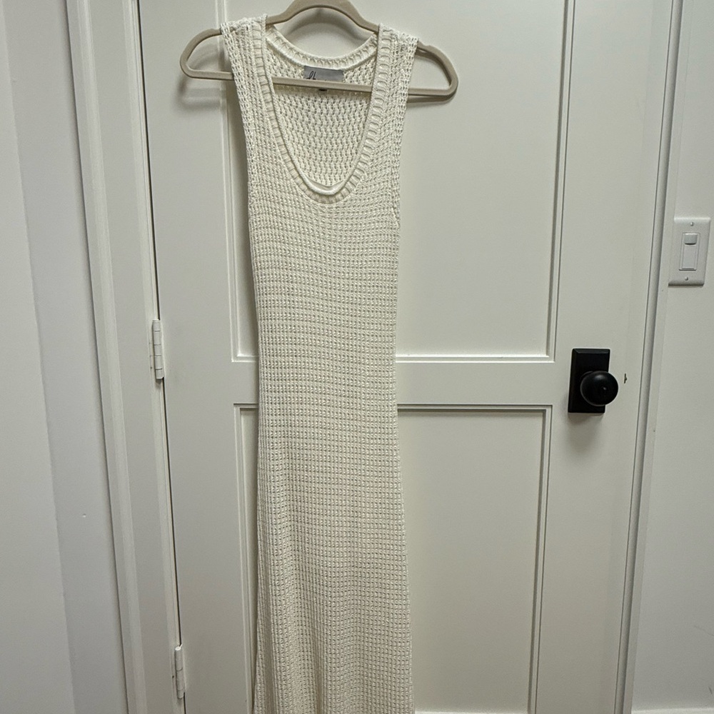 White Crochet Midi Dress